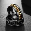 Anelli a fascia Ruota Rotating Anxiety Fidget rings Titanio Acciaio inossidabile Catena Spinner Anello da dito per uomo Colore oro blu Nero Punk Rock J230531