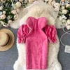 Casual Dresses Ins Fashion Off Shoulder Sexy Denim 2020 Ultra Thin High Waist Mini Pink Sundress Women's Party Dress P230530