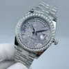 automatisch mechanisch herenhorloge waterdicht meteorietoppervlak 41 mm diamanten ring roestvrijstalen herenhorloge met vouwsluiting