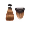 Malaisiens 100% Cheveux Humains Double Trames 1B/30 Ombre Couleur Bundles Avec 13X4 Dentelle Frontale Yirubeauty Corps Vague