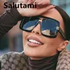 Винтажная новая мода One Piece Leopard Print Sunglasses для женщин роскошные бренды негабаритные квадратные солнце