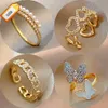 2023 Cheap 18k Gold Plated Jewelry Punk Finger Geometric Twisted Wide Band Open Adjustable Rings For Women Bijoux Femme Gifts