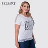 T-shirt PN Nya kvinnor T-skjorta Summer Plus Size Hollow Out Printed Flower Letter O Neck Högkvalitativ märke Kvinnliga kläder F6114