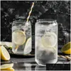 Tumblers Creative Transparent Coke Jar Cup Portable Glass Juice Milk Water Cups Coffee Household Ice Cream Drinking Can Bottles Vt17 Dh9Yx