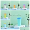 Mugs 700Ml Color Changing Cups Reusable Plastic Ecofriendly Water Lid St Tumbler Drink Durable Discoloration Drop Delivery Home Gard Dh0De