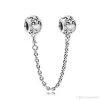 Pour les breloques pandora perles en argent sterling Bracelet Style Top Qualité Pendentif Sécurité Chaîne Perle Amour Coeur Bleu Dame