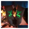 Outros adesivos decorativos Christmas Glow Tattoo Tattoo Elk Boneco de neve à prova d'água brilhando na decoração de festa escura Dhqht