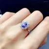 Anelli a grappolo Anello in tanzanite naturale Gioielli da donna in argento sterling S925 Fidanzamento semplice e raffinato