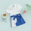 Kinder-Sommerkleidungsset mit Oberteil und Rock, modischer Rock, atmungsaktive Oberteile für Mädchen, reine Baumwolle, hochwertiges Kleid, Halbrock-Sets, hochwertiger Anzug, modische Anzüge im neuen Stil