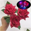 Decorative Flowers Wreaths Simation Luminous Rose Creative Valentines Day Gift Led Lighted Romantic Colorf Party Favors Vtky2318 D Dhq9K