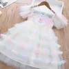 Robes de fille New Girls Princess Dress Summer Children's Super Immortal Colorful Cake Mesh Jupe Robe de soirée pour enfants fille AA230531