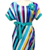 Etnik Giyim Süper Büyük Boyutu Klasik Afrikalı Kadınlar Dashiki Moda Streç Basılı Stripe Uzun Elbise L XL 826