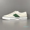 Tênis 1977 Lona Sapatos casuais Luxos Designers Sapatos femininos Itália Verde e vermelho Web Stripe Sola de borracha Stretch Algodão Tênis cano baixo Tênis esportivo para caminhada