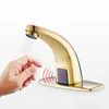 Badrumsvasker kranar Touchless kran Guld infraröd rörelsessensor Tap Smart Induction Basin Mixer Single Cold Water Robinet Lavabo