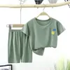 Set di abbigliamento T-shirt estive per ragazze dei ragazzi e pantaloncini elastici Abbigliamento per bambini in cotone Casual per bambini
