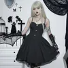 Lässige Kleider 2023 Gothic Mall Korsetts Schwarz A-Linie Minikleid Retro Frauen Cami High Street Geburtstagsfeier Elegante Sexy Fee Grunge