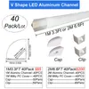 6.6FT/2M Silver LED Channel with Milky White LED Light Diffuser Shallow Design Super Wide Aluminum LED Track Extrusion for Waterproof, V-Shape Channel usastar