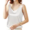 Lauf-Sets Eis Seide Frauen Tops Frau Satin Blusen Shirts Sexy Faux Spitze Bluse Elastische V-ausschnitt Shirt Top Mode