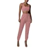 Spårar Kvinnors 2-delade avslappnad set Vest Crop Top+Pants Jogging Pants Gym Sportswear Street Clothing P230531