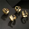 Band Rings AZ Letter Gold Color Metal Adjustable Opening Ring Initials Name Alphabet Female Party Chunky Wide Trendy Jewelry J230531