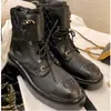2023 Новые маленькие ароматические сапоги Martin Boots Женские средние каблуки толстая подошва без скольжения круглая шнур