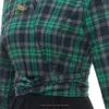 Dresses SISHION Green and Black Hepburn Elegant Women Dress VD2598 3/4 Long Sleeve Swing Autumn Vintage Plaid Dresses