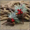 Christmas Decorations Artificial Plastic Berries Pine Leaf Natural Cone Ball Xmas Tree Gift Box Wreaths Craft Decoration Dro Dhxot