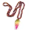 Collana con punta di freccia annodata in cristallo con sfaccettature lunghe per gioielli tribali bohémien