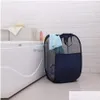 Storage Baskets Wholesale Pop Up Washing Clothes Laundry Basket Bag Foldable Mesh Toy Container Organization Home Household Dh1225 D Dhwpu