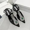 Pointed Toe Womens Sandals Summer 2023 Crystal Dress Pumps T-strap High Heels Wedding Shoes Ladies Gladiator Stiletto Big Size