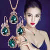 Conjunto de anéis de anel romântico elegante oval colorido zircão conjunto de colar para mulheres pingente de cristal vermelho requintado conjunto de joias de noiva para presente J230531