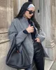 Kurtki damskie damskie płaszcz z długim rękawem szary z guzikami bombowce lady ciepłe duże kieszenie na marne odzież 2023 wiosenna zima