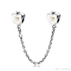 Pour les breloques pandora perles en argent sterling Bracelet Style Top Qualité Pendentif Sécurité Chaîne Perle Amour Coeur Bleu Dame