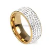 Band anneaux femmes hommes luxueux en acier inoxydable anneau cristal ringestone modage fiançailles mode bijoux taille 712 J230531