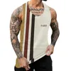 Heren tanktops mannelijke gestreepte print vest tanktops zomer casual ronde nek mouwloos shirt heren fitness vest singlet sportkleding workout tanktop 230531