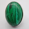 Cluster Rings Green Malachite Stone Oval Bead GEM Finger Ring Jewelry Size 8-9 X116