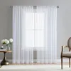 Curtain 2Pcs Super Soft Great Hand Feeling White Tulle Curtains For Living Room Decoration Modern Veil Chiffon Solid Sheer Voile