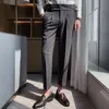 Blazers Pantalones de traje para hombre, novedad de Primavera de 2022, pantalones de vestir informales de Color sólido, pantalones de vestir ajustados, ropa de marca de alta calidad para hombre