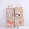 Emballage Cadeau Beau Noël Sac En Papier Kraft Emballage Créatif Ecofriengly Boutique Sacs Portable Vacances Fourre-Tout Drop Delivery Maison Jardin Dhxzv