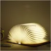 Other Home Decor Wood Folding Book Lights Creative Portable 10X8X2.5Cm Usb Rechargeable Shape Living Room Kids Gift Desk Lamp Dh1064 Dhpev