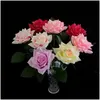 Couronnes de fleurs décoratives Simation Luminous Rose Creative Valentines Day Gift Led Lighted Romantique Colorf Party Favors Vtky2318 D Dhq9K