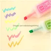 Highlighters Colorf Fluorescent Pen Oblique Fashion Watercolor Pens Kawaii Marker Painting Stationery Writing Supplies Drop Delivery Dhkrh