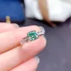 Klusterringar Fashion Crackling Green Moissanite Ring for Women Jewelry Engagement Wedding Real 925 Silver Födelsedagspresent Cushion Gem