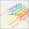 Textmarker 6 Farben löschbare Pastellmarker Dual Tip Fluoreszierender Stift für Art Ding Doodling Marking School Office Briefpapier Drop D DHTX6