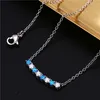 Pendant Necklaces Cute Female Small Round Necklace Silver Color Wedding Chain Vintage Blue Opal For Women