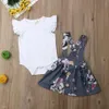 Conjuntos de ropa de 0 a 24M para niñas recién nacidas, ropa con volantes, trajes informales sin mangas, mono, cinturón, faldas, 2 uds., conjunto de verano para bebés