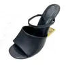 Designer chinelos camurça couro slides mulher sapato sandálias de salto alto sapatos de couro moda saltos finos praia salto de metal mulheres meio chinelo tamanho grande 35-42 com caixa