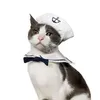 Kostiumy kota 2023 Piękny stylowy kapelusz granatowy i marynarz w stylu Plus Scalf Suit for Dogs Cats Pet E Cloak