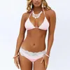 Women's Swimwear JAYCOSIN Summer 2023 Female Bikinis Set Beach Seaside Lace Strap Solid Multicolor Bikini Wear Bathing