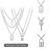 Pendentif Colliers Serrure Clé Pendentifs Chaînes Collier Ensemble Pour Eboy Egirl Hommes Mâle Emo Goth Femmes Adolescentes Filles Garçons Bijoux Pack Pantalon Punk Play